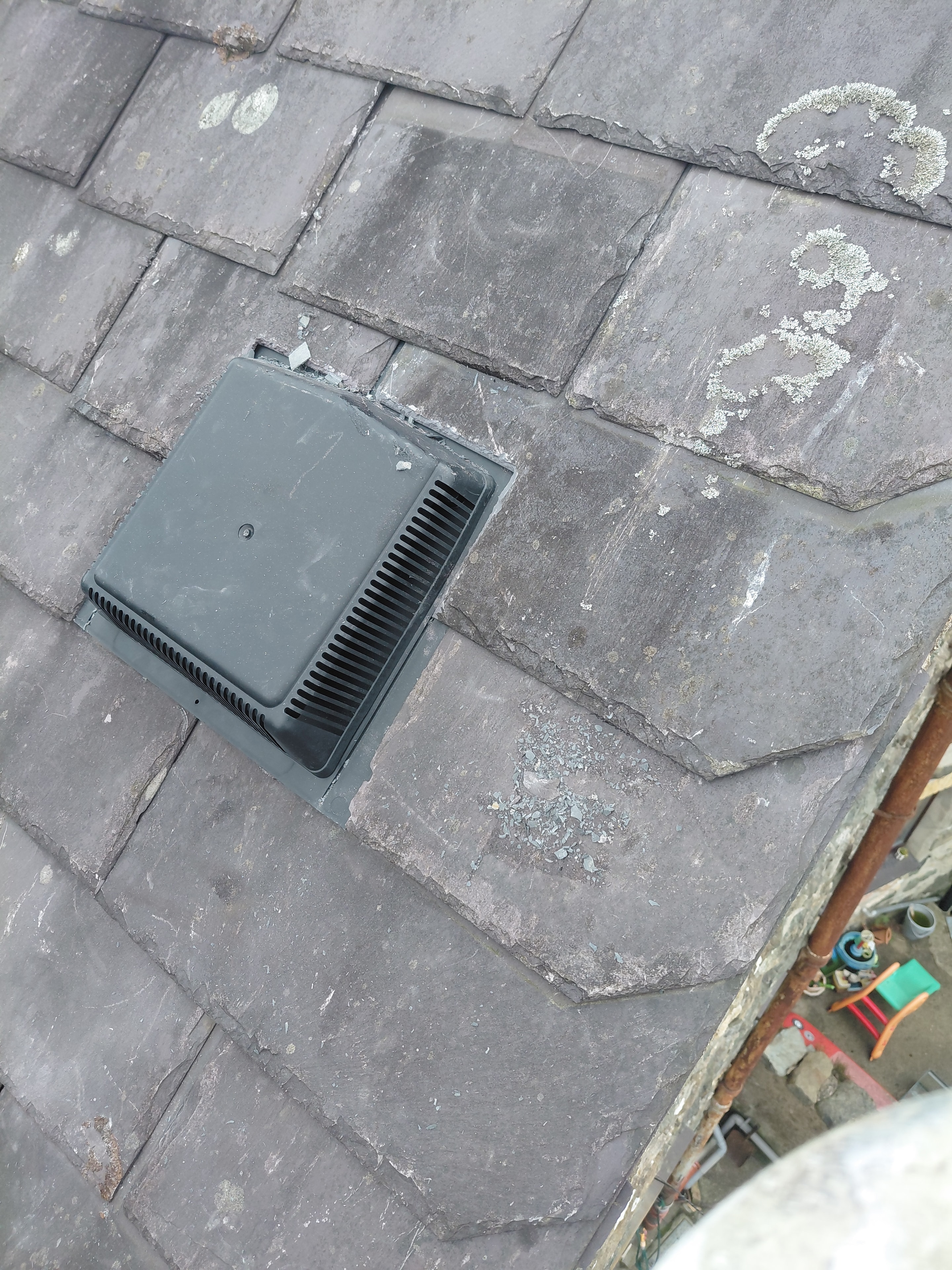 Slate vent installed in Welsh slate roof